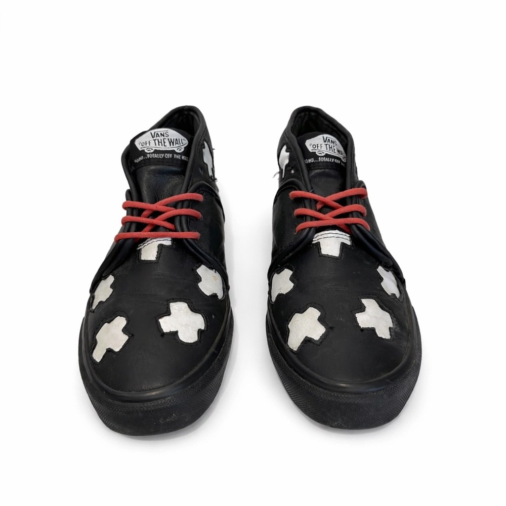 Vans MadeMe Camryn Plus Black Leather White Cross Sneakers Womens 7.5 Rare - Picture 3 of 7